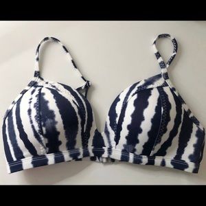 Navy Blue/ White Pattern Athleta Bikini Top